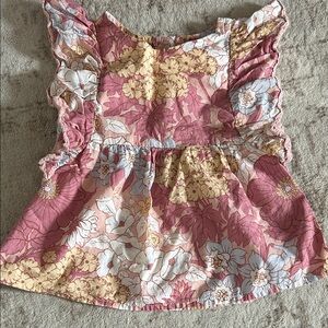 Janie & Jack Floral Ruffle Sleeve Top